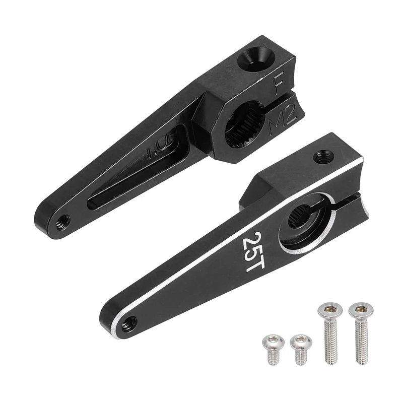 Aluminum Alloy 1 Inch 25T Steering Servo Arm Horn Black for Car Pack of 2
