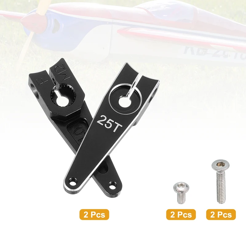 Aluminum Alloy 1 Inch 25T Steering Servo Arm Horn Black for Car Pack of 2