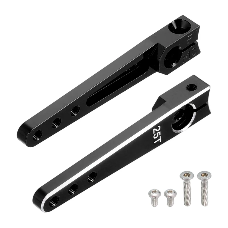 Aluminum Alloy 1.75 Inch 25T Steering Servo Arm Horn Black for Car Pack of 2