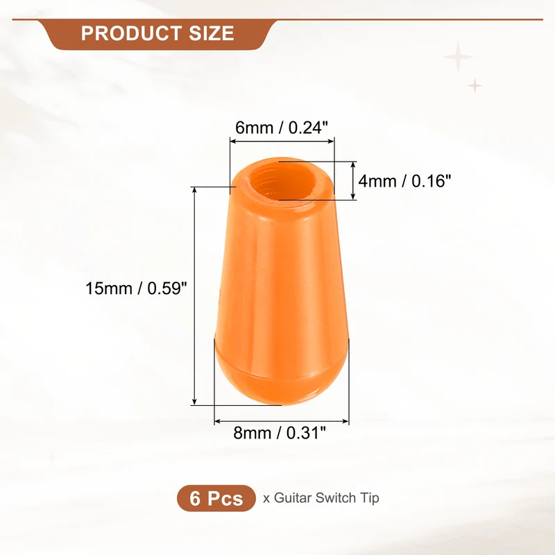 3 Way Guitar Toggle Switch Tip M4 Threaded ABS Orange 6Pcs
