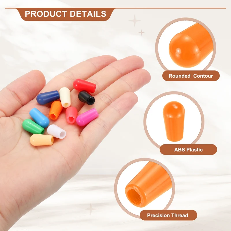 3 Way Guitar Toggle Switch Tip M4 Threaded ABS Orange 6Pcs