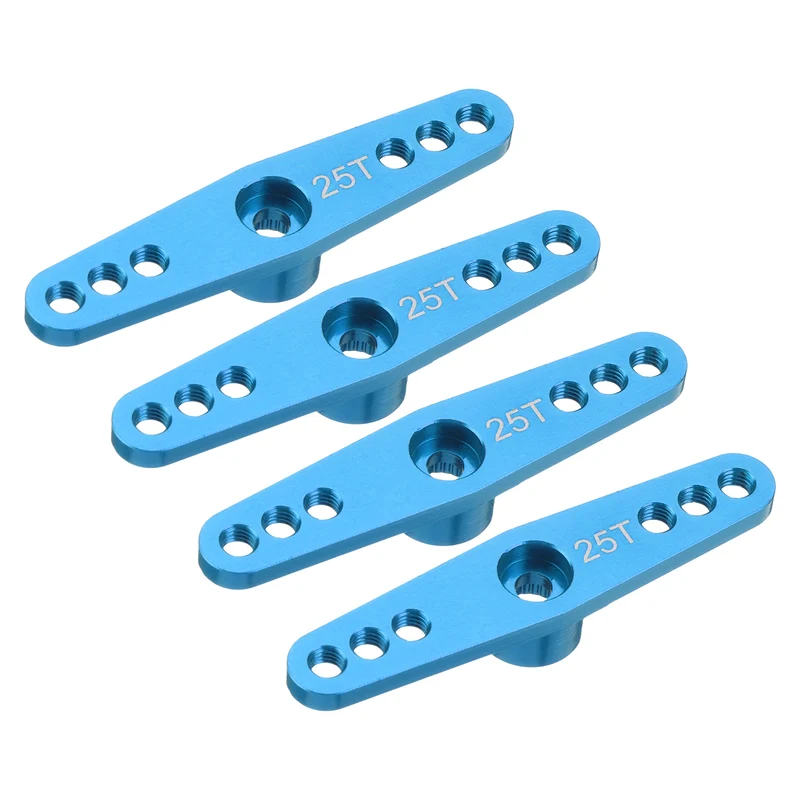 4 Pcs Aluminum Servo Horn 25T Servo Horn Steering Double Arms 47mm Sky Blue