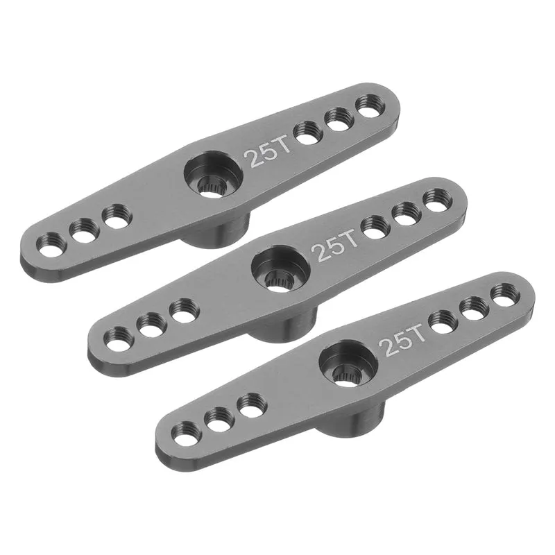 3 Pcs Aluminum Servo Horn 25T Servo Horn Steering Double Arms 47mm Bright Gray