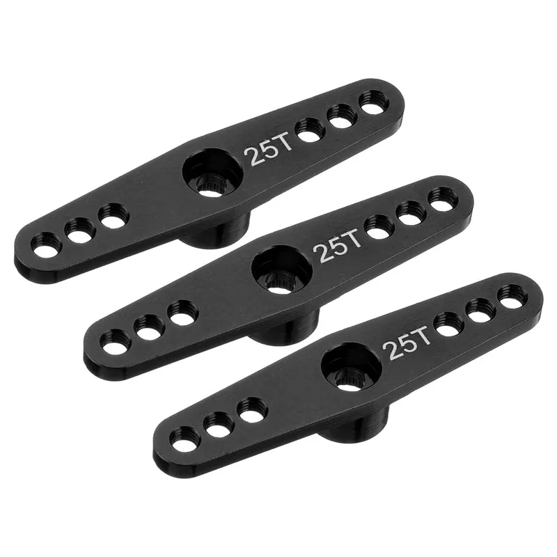 3 Pcs Aluminum Servo Horn 25T Servo Horn Steering Double Arms 47mm Black