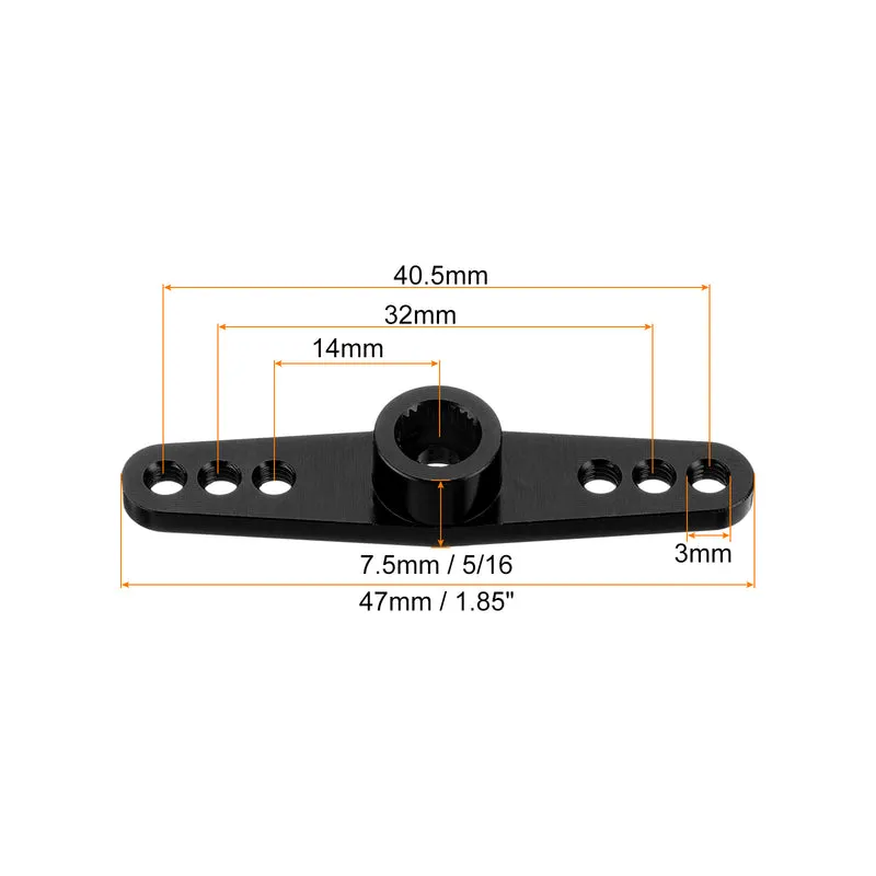 3 Pcs Aluminum Servo Horn 25T Servo Horn Steering Double Arms 47mm Black