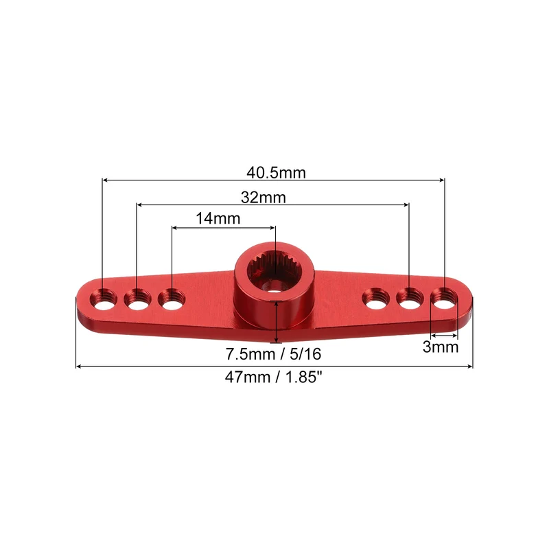 3 Pcs Aluminum Servo Horn 25T Servo Horn Steering Double Arms 47mm Red