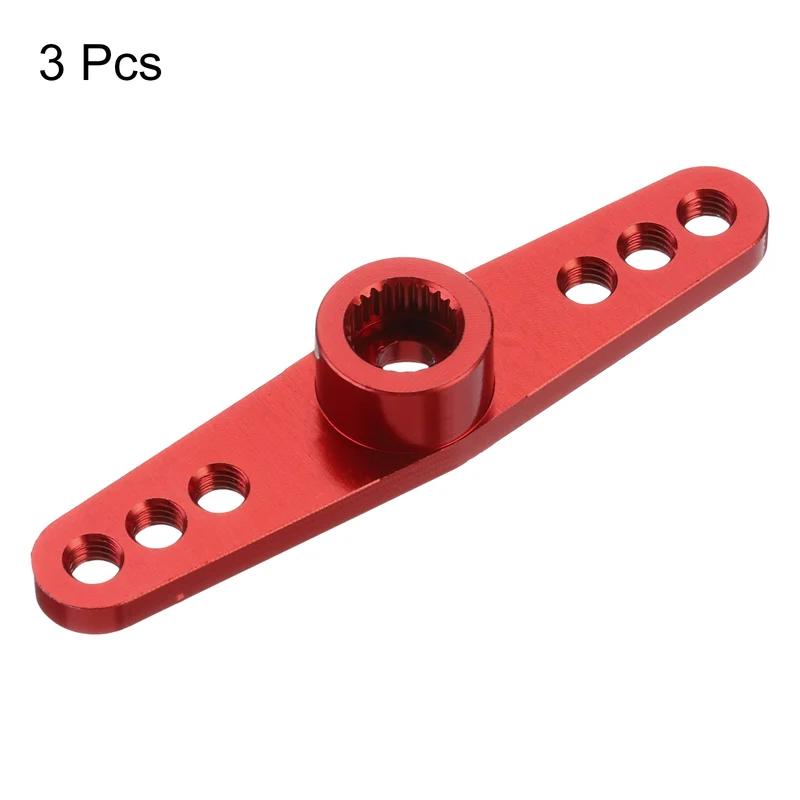 3 Pcs Aluminum Servo Horn 25T Servo Horn Steering Double Arms 47mm Red