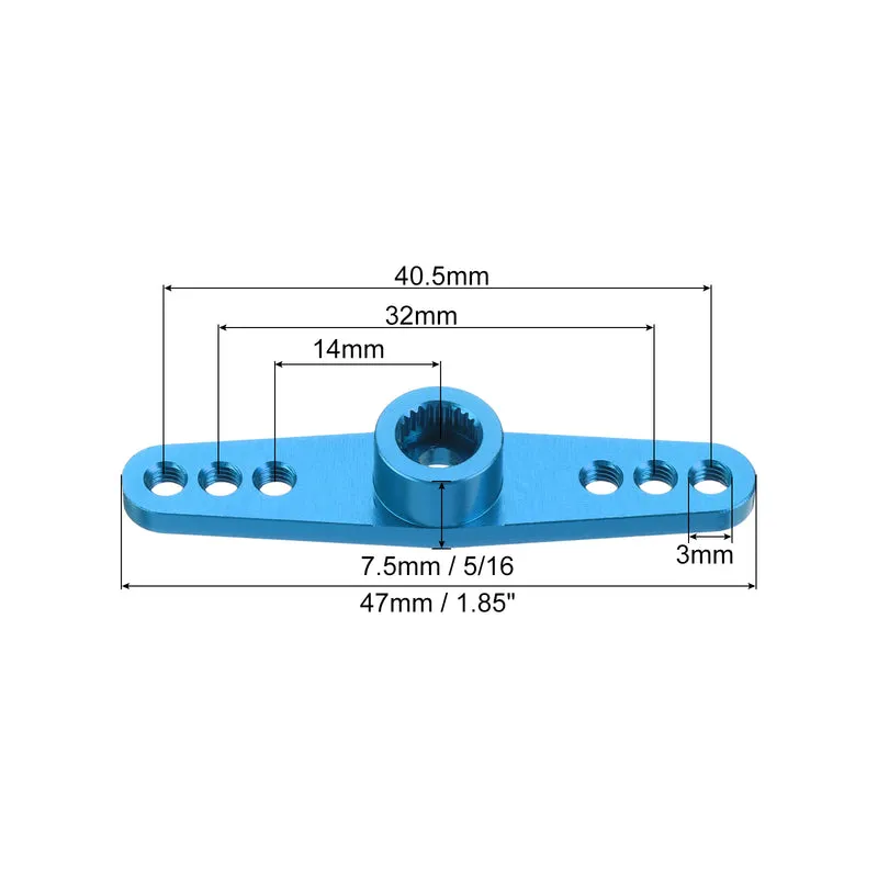 3 Pcs Aluminum Servo Horn 25T Servo Horn Steering Double Arms 47mm Length Sky Blue Suitable for DIY RC Car/Boat/Airplanes Boat Model Accessories