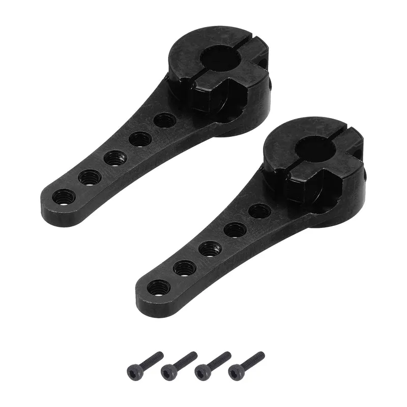 2 Pcs Aluminum Servo Horn Long 25T Steering Arm 46mm Length Black Suitable for DIY RC Car/Boat/AirplanesBoat Model Accessories with M2.5 Screws