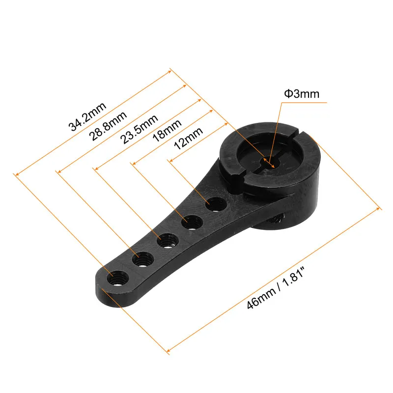 2 Pcs Aluminum Servo Horn Long 25T Steering Arm 46mm Length Black Suitable for DIY RC Car/Boat/AirplanesBoat Model Accessories with M2.5 Screws