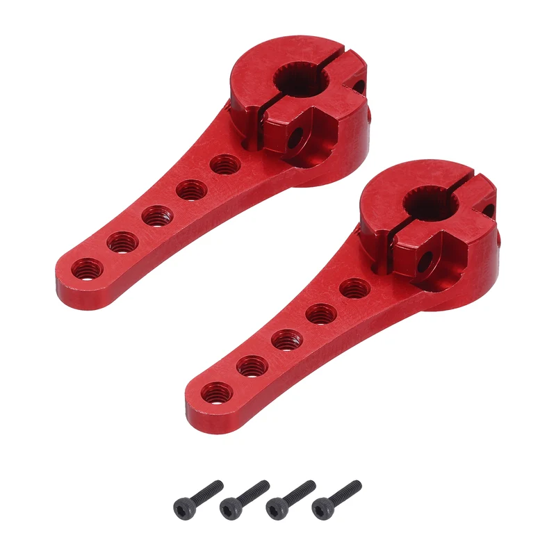 2 Pcs Aluminum Servo Horn Long 25T Steering Arm 46mm Length Red