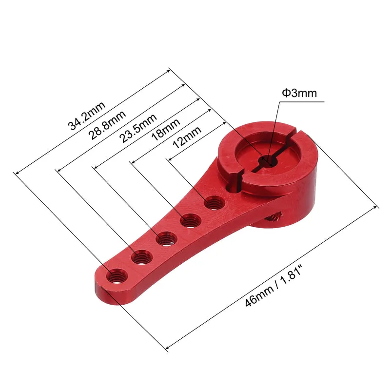 2 Pcs Aluminum Servo Horn Long 25T Steering Arm 46mm Length Red
