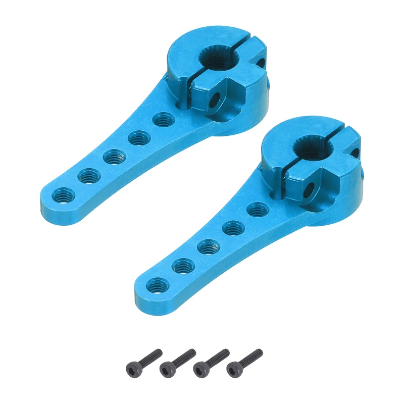 2 Pcs Aluminum Servo Horn Long 25T Steering Arm 46mm Length Sky Blue Suitable for DIY RC Car/Boat/AirplanesBoat Model Accessories with M2.5 Screws