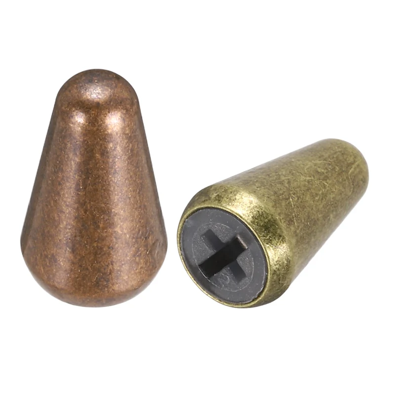 2Pcs Guitar 3/5Way Pickup Switch Tip Cross-Slot for LP Guitar, Dark Red/Bronze