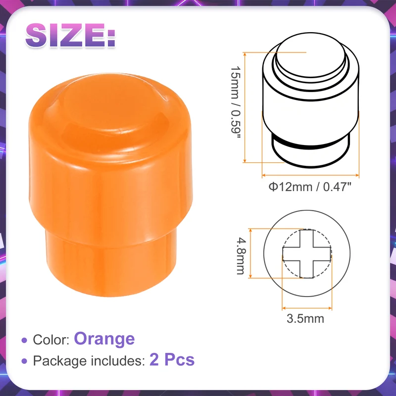 2Pcs Guitar 3/5 Way Pickup Switch Tip Plastic Cross-Slot Knob Tip, Orange