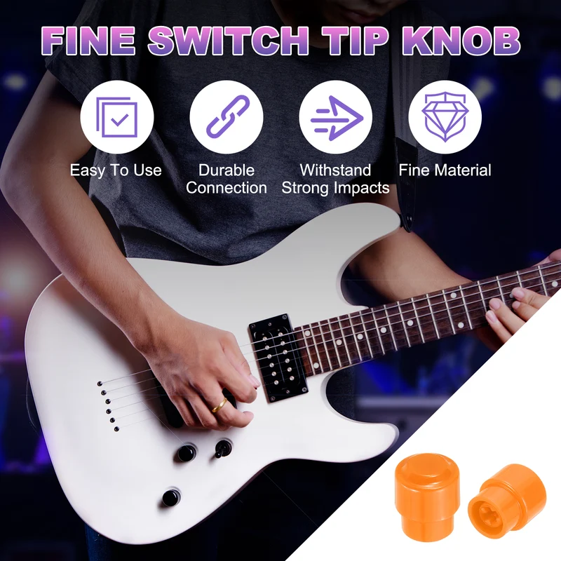 2Pcs Guitar 3/5 Way Pickup Switch Tip Plastic Cross-Slot Knob Tip, Orange