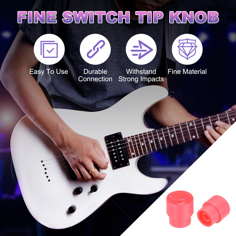 2Pcs Guitar 3/5 Way Pickup Switch Tip Plastic Cross-Slot Knob Tip, Pink