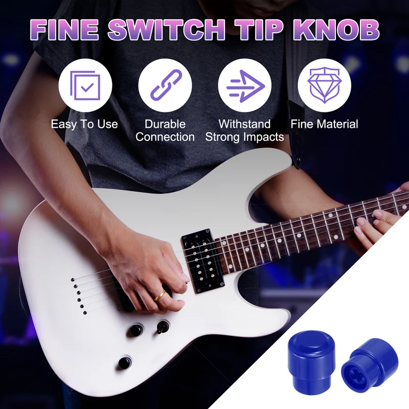 4Pcs Guitar 3/5 Way Pickup Switch Tip Plastic Cross-Slot Knob Tip, Blue