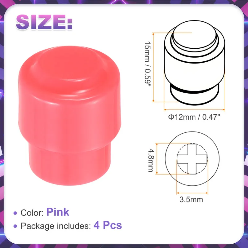 4Pcs Guitar 3/5 Way Pickup Switch Tip Plastic Cross-Slot Knob Tip, Pink