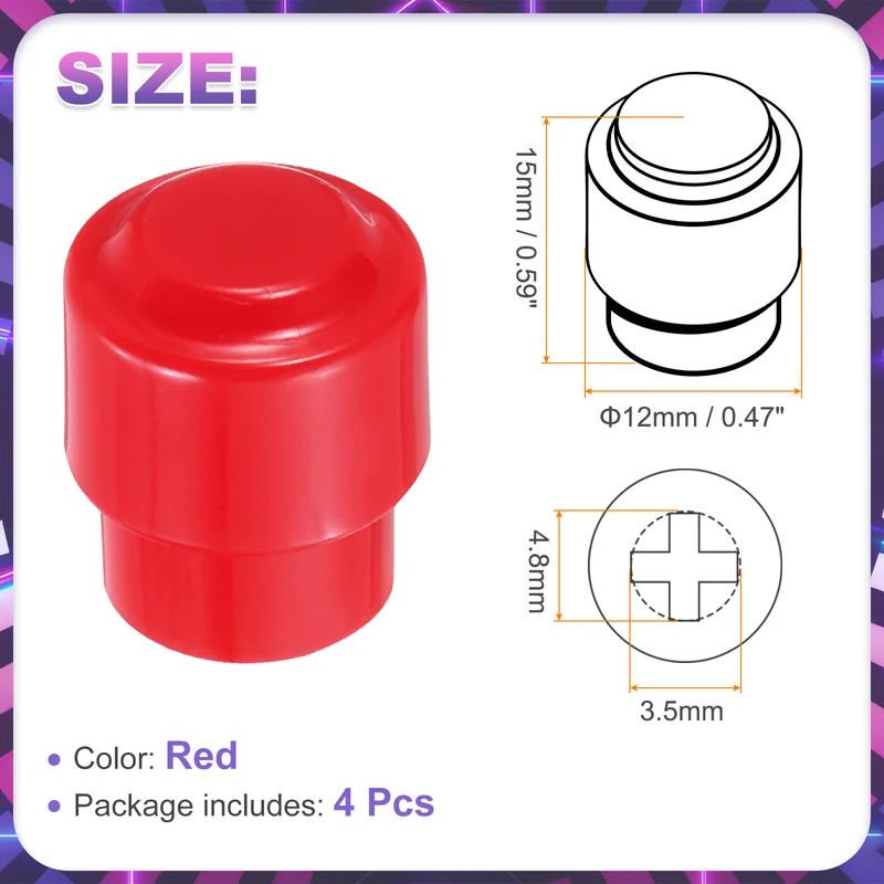 4Pcs Guitar 3/5 Way Pickup Switch Tip Plastic Cross-Slot Knob Tip, Red