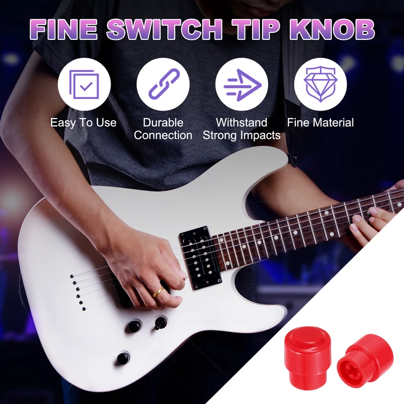 4Pcs Guitar 3/5 Way Pickup Switch Tip Plastic Cross-Slot Knob Tip, Red