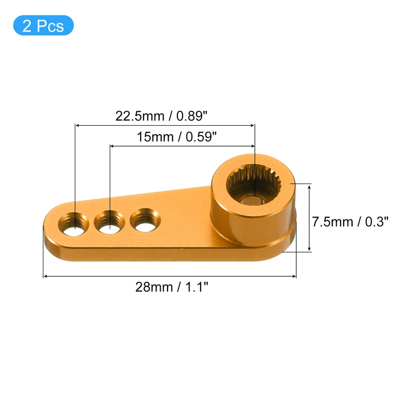 2 x Aluminum Alloy 25T Steering Servo Single Arm Horn Gold for RC Car