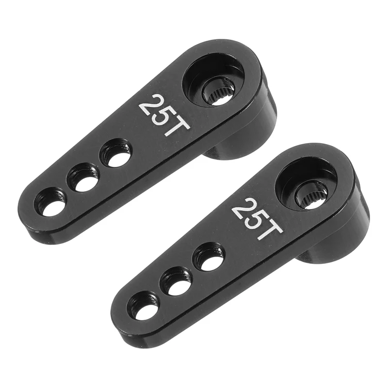Aluminum Alloy 25T Steering Servo Single Arm Horn Black for RC Car 2 Pcs