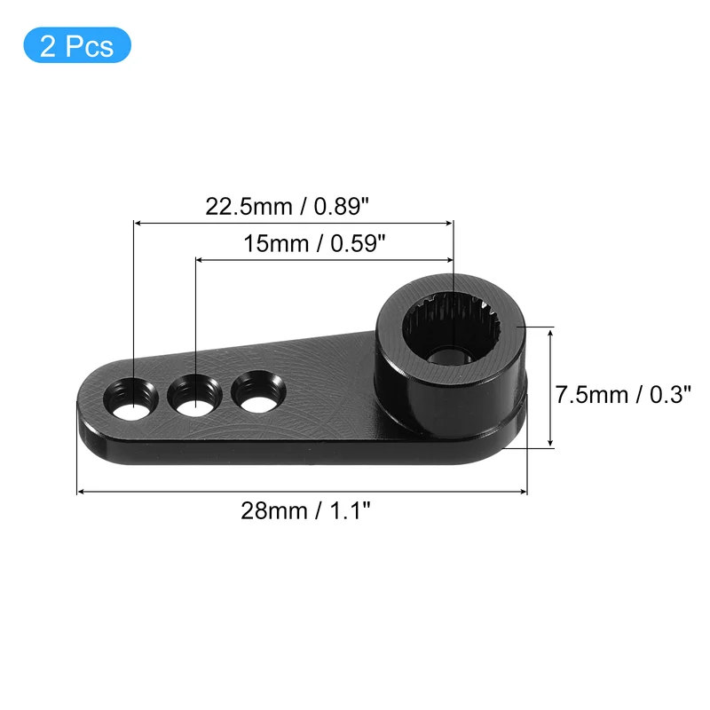 Aluminum Alloy 25T Steering Servo Single Arm Horn Black for RC Car 2 Pcs