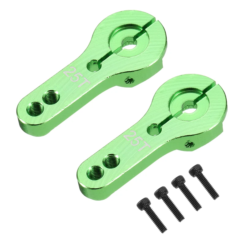 Aluminum Alloy 25T Steering Servo Arm Horn Green for RC Car 2 Pcs