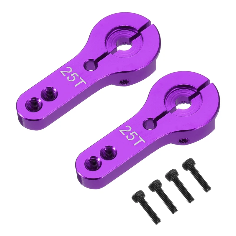 Aluminum Alloy 25T Steering Servo Arm Horn Purple for RC Car 2 Pcs