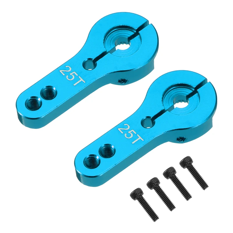 Aluminum Alloy 25T Steering Servo Arm Horn Blue for RC Car 2 Pcs