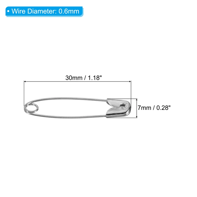 Safety Pins 1.18 Inch Nickle Plated Small Sewing Pins Silver Tone 200Pcs