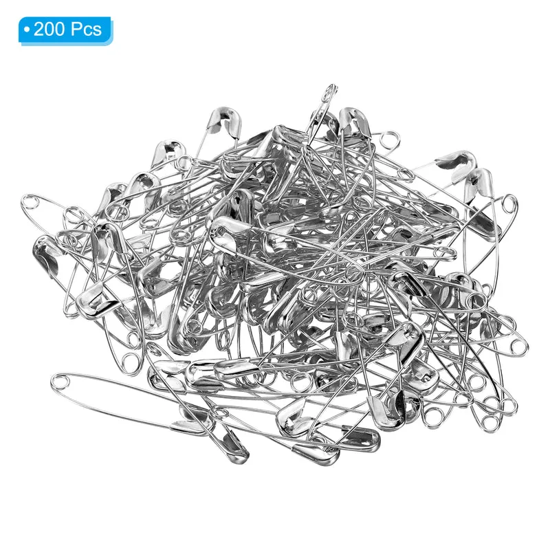 Safety Pins 1.18 Inch Nickle Plated Small Sewing Pins Silver Tone 200Pcs