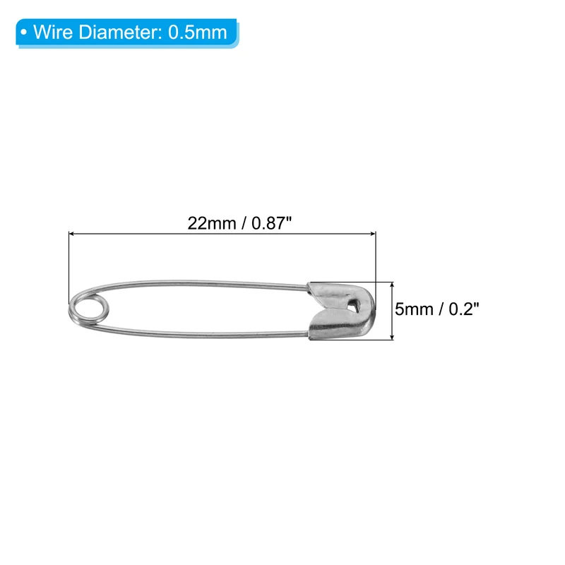 Safety Pins 0.87 Inch Nickle Plated Small Sewing Pins Silver Tone 400Pcs