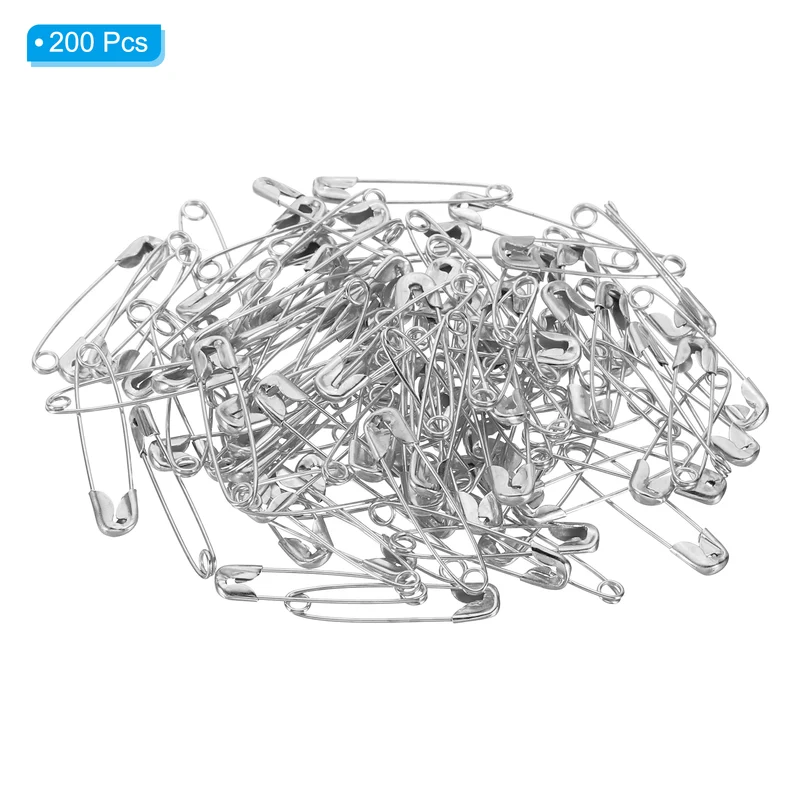 Safety Pins 0.87 Inch Nickle Plated Small Sewing Pins Silver Tone 200Pcs
