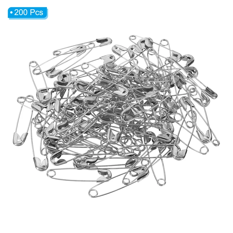 Safety Pins 1.06 Inch Nickle Plated Small Sewing Pins Silver Tone 200Pcs