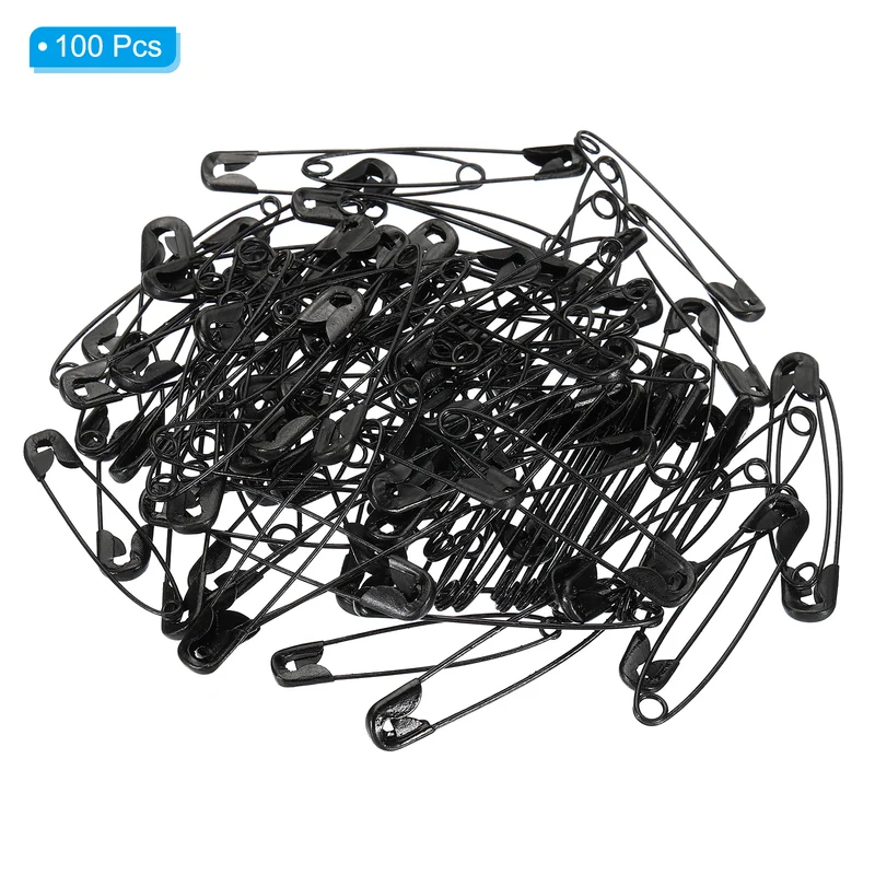 Safety Pins 2.13 Inch Nickle Plated Small Sewing Pins Black 100Pcs