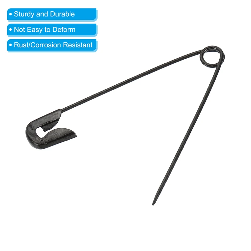 Safety Pins 2.13 Inch Nickle Plated Small Sewing Pins Black 100Pcs