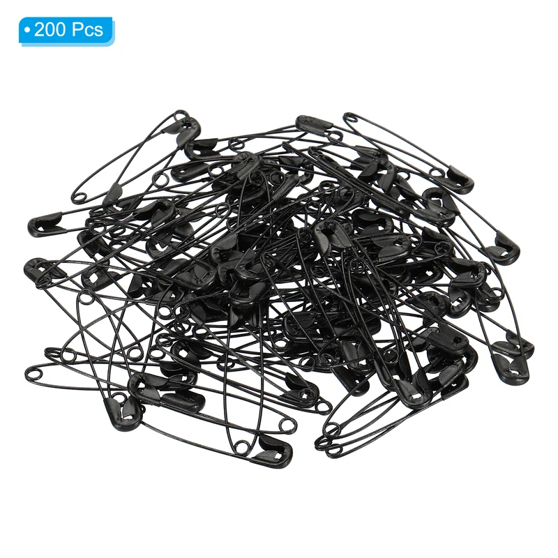 Safety Pins 1.65 Inch Nickle Plated Small Sewing Pins Black 200Pcs
