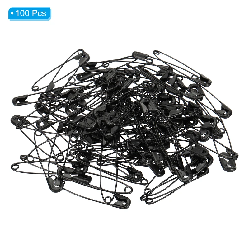 Safety Pins 1.65 Inch Nickle Plated Small Sewing Pins Black 100Pcs