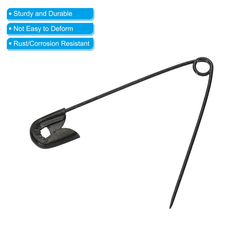 Safety Pins 1.65 Inch Nickle Plated Small Sewing Pins Black 100Pcs