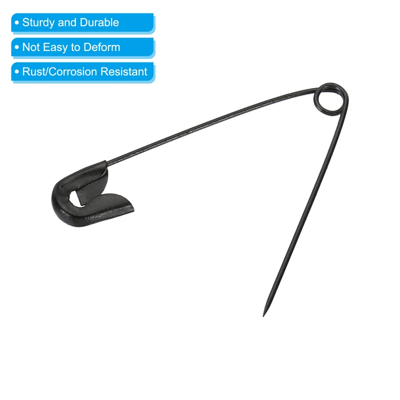 Safety Pins 1.46 Inch Nickle Plated Small Sewing Pins Black 200Pcs