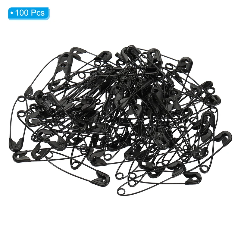 Safety Pins 1.46 Inch Nickle Plated Small Sewing Pins Black 100Pcs