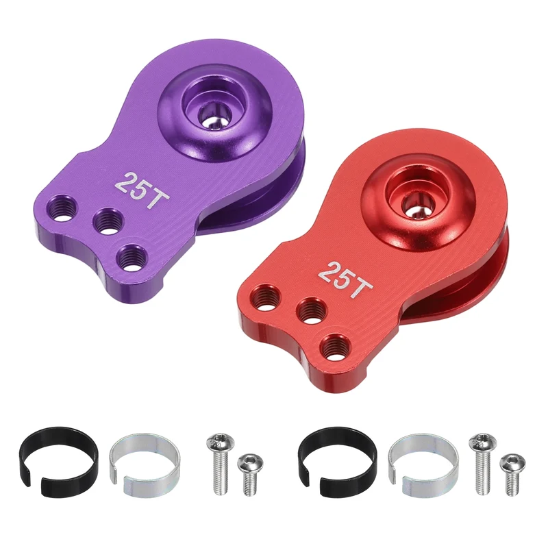 2pcs 25T 3Hole Adjustable Aluminum Arm Servo Horn Red & Purple for Car