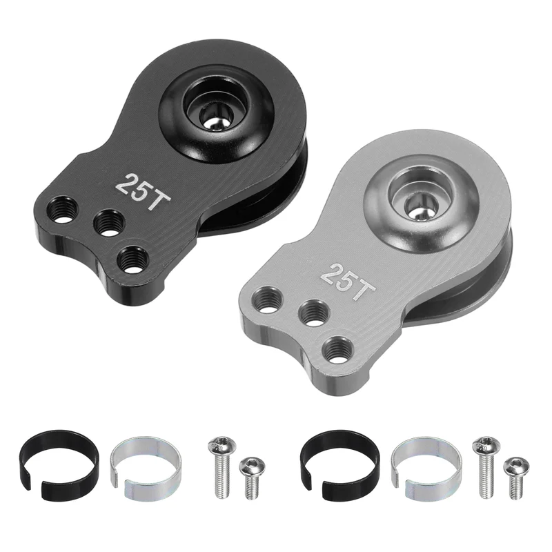 2pcs 25T 3Hole Adjustable Aluminum Arm Servo Horn Titanium& Black for Car
