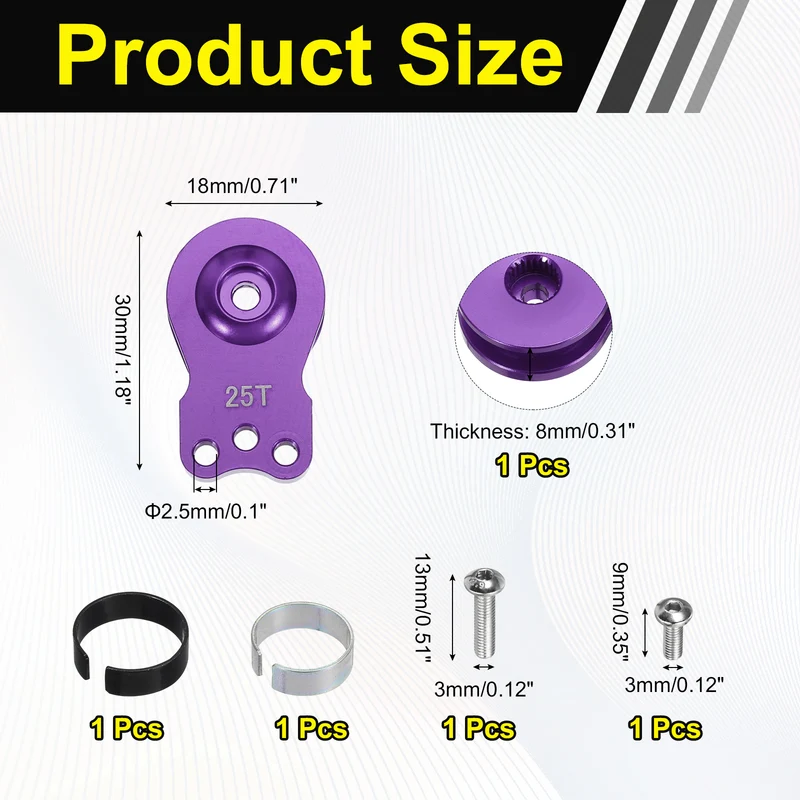 1pcs 25T 3Hole Adjustable Aluminum Arm Servo Horn Purple for Car