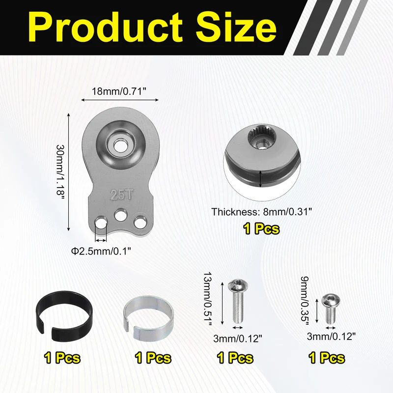 1pcs 25T 3Hole Adjustable Aluminum Arm Servo Horn Titanium for Car