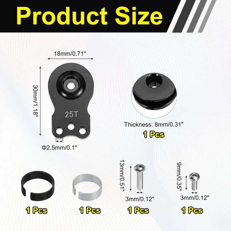 1pcs 25T 3Hole Adjustable Aluminum Arm Servo Horn Black for Car