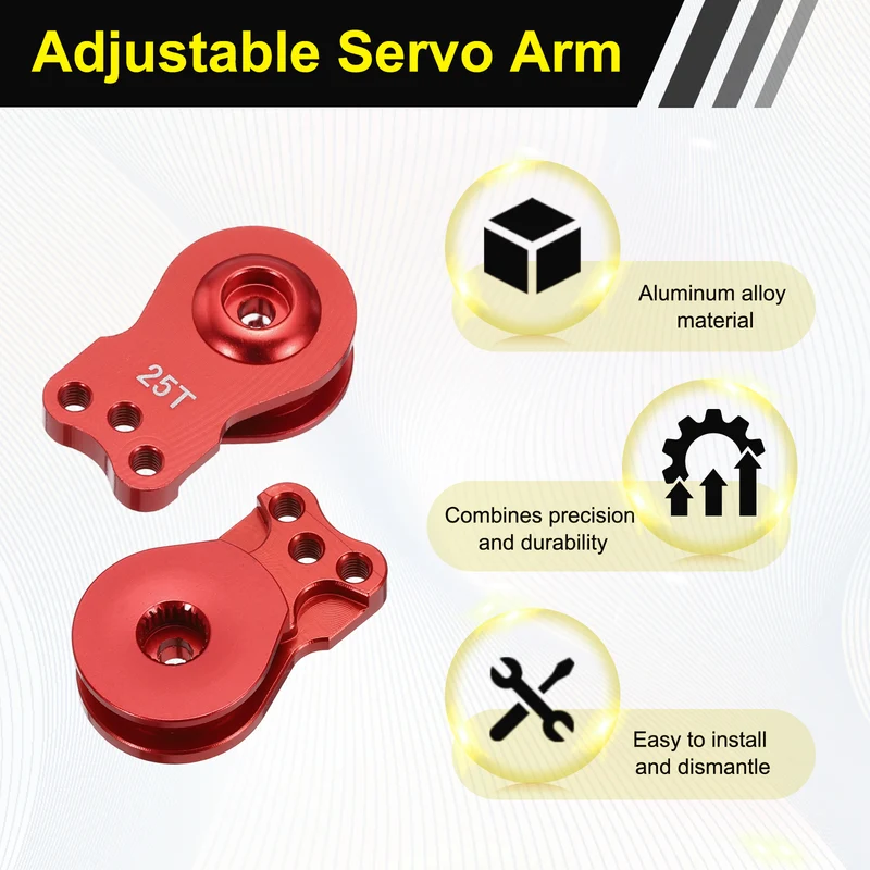1pcs 25T 3Hole Adjustable Aluminum Arm Servo Horn Red for Car