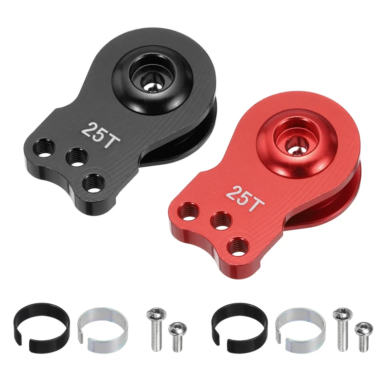2pcs 25T 3Hole Adjustable Aluminum Arm Servo Horn Red & Black for Car